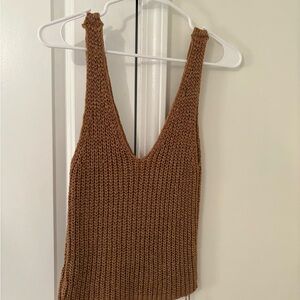 Women's Tan Knit Sleeveless Top